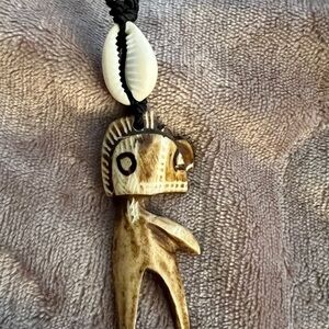Carved Pendant Necklace with Shell Accent